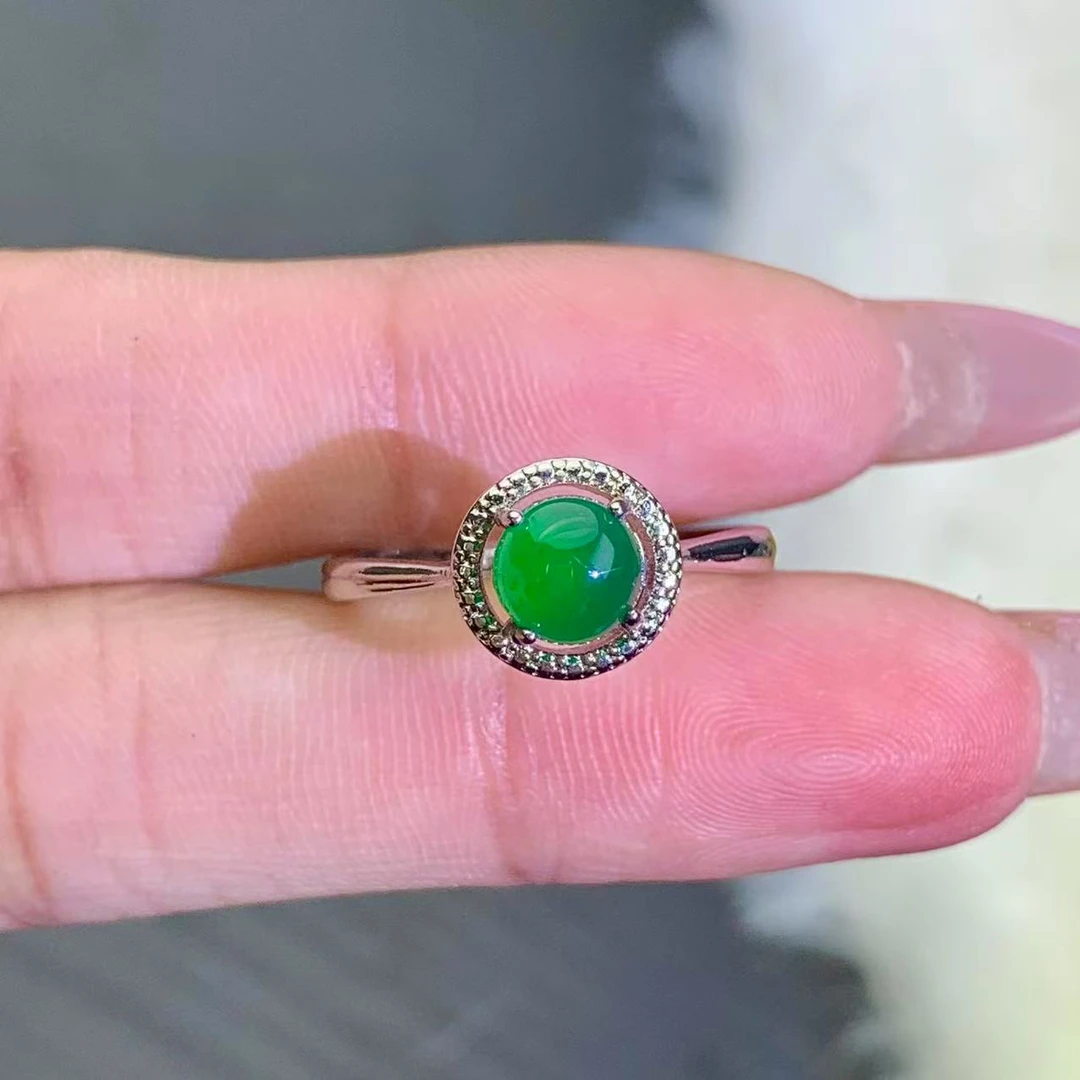 戒指｜天然马料绿玉髓戒指 活口可调节镶嵌款