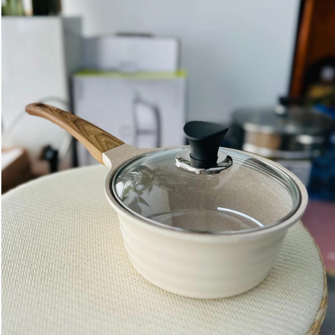 爱合米进口汤锅奶锅18cm单柄奶锅易清洗家用宝宝辅食锅早餐锅