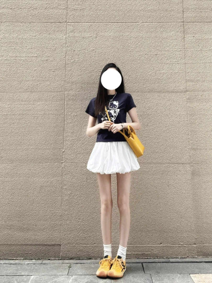 2025春夏新款韩系显瘦百搭修身kitty猫卡通短袖上衣复古牛仔裤