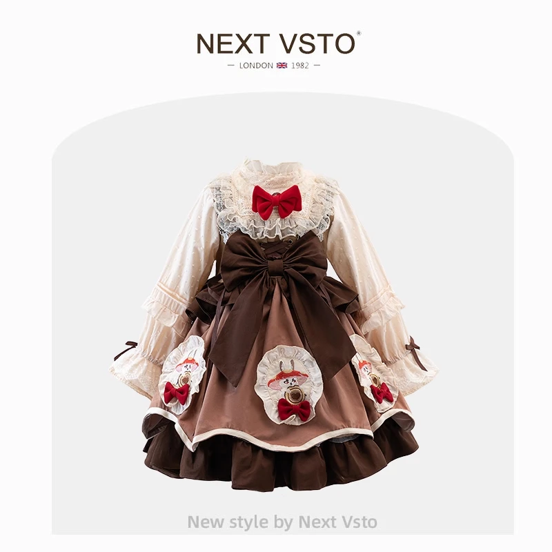 英国NEXT VSTO女童洛丽塔连衣裙春秋款小女孩生日礼服蓬蓬公主裙