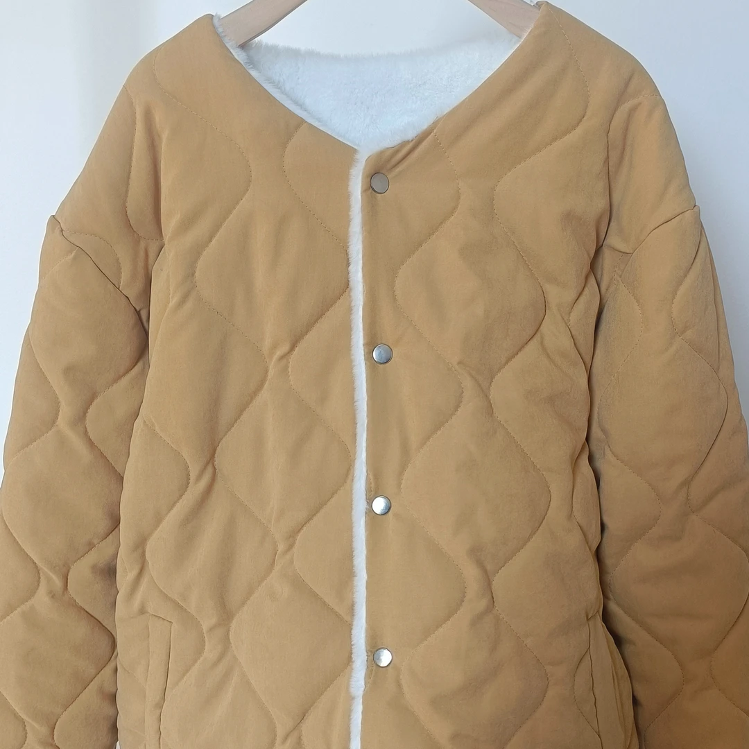 圆领菱格双面棉服5294