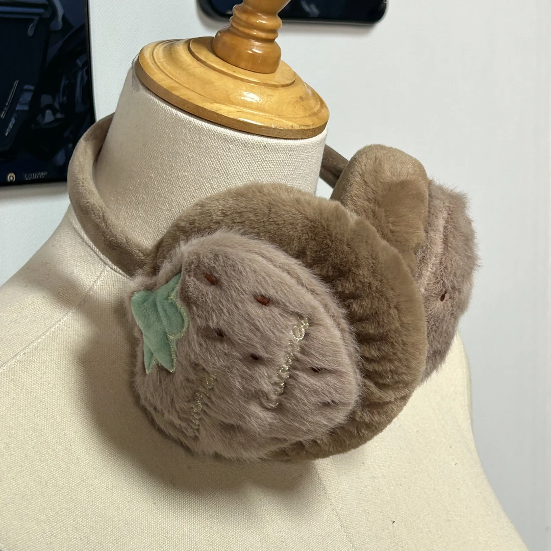 099 草莓英文绒毛耳罩