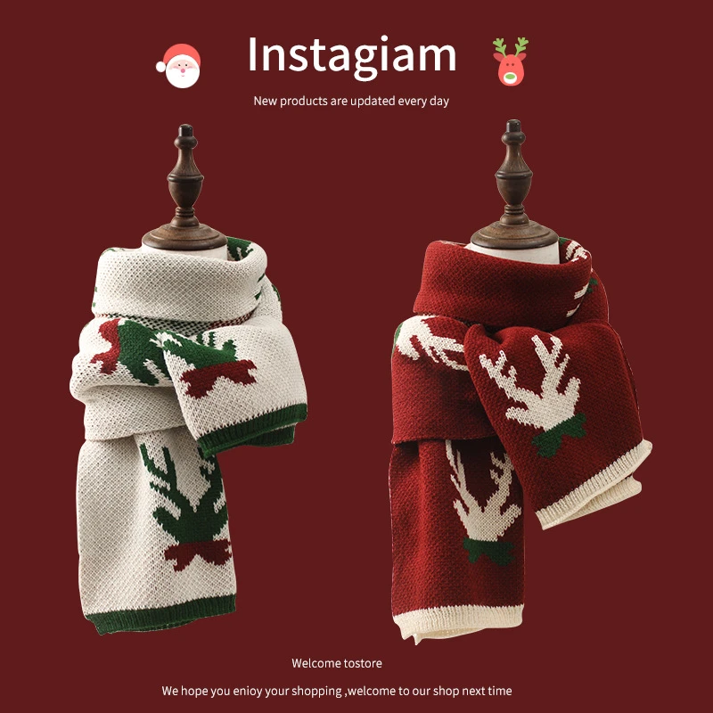 英国CospKosp 圣诞节小麋鹿针织羊毛围巾女冬季百搭围脖韩版披肩