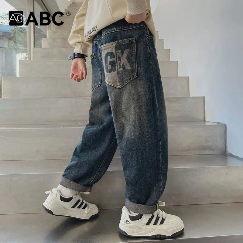 ABC儿童装男童春装裤子长裤2025新款中大童春秋款男孩春季炸街牛