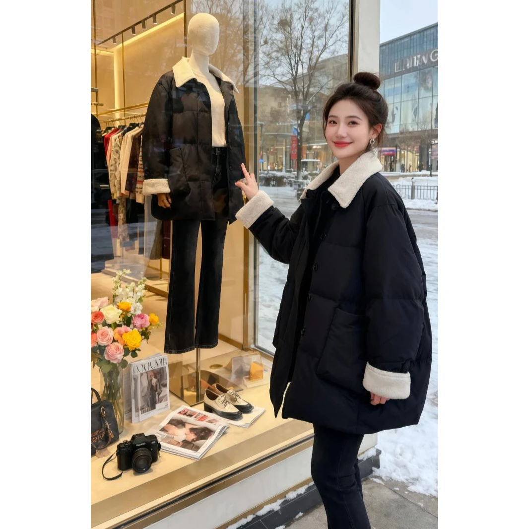 2025冬季新款加绒加厚百搭潮流立领棉服女