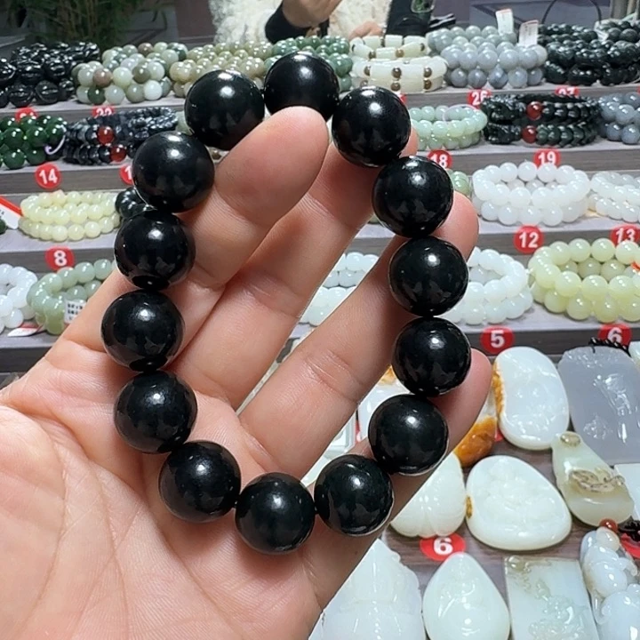 未镶嵌手链和田玉新疆黑青卡16