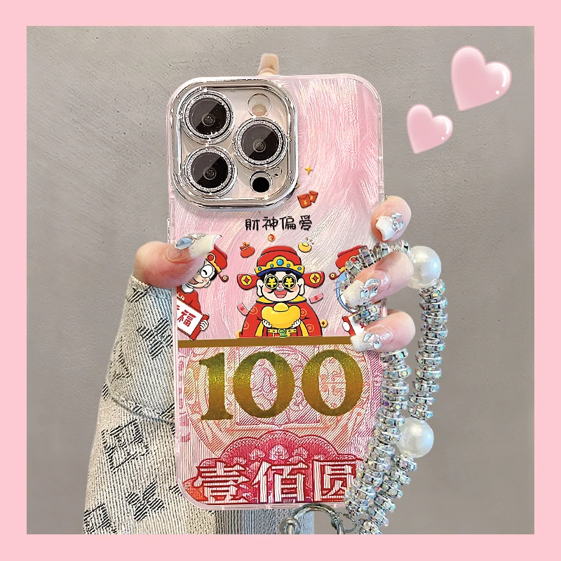 财神偏爱适用于苹果16vivo华为oppo小米iPhone17精孔羽纱纹手机壳