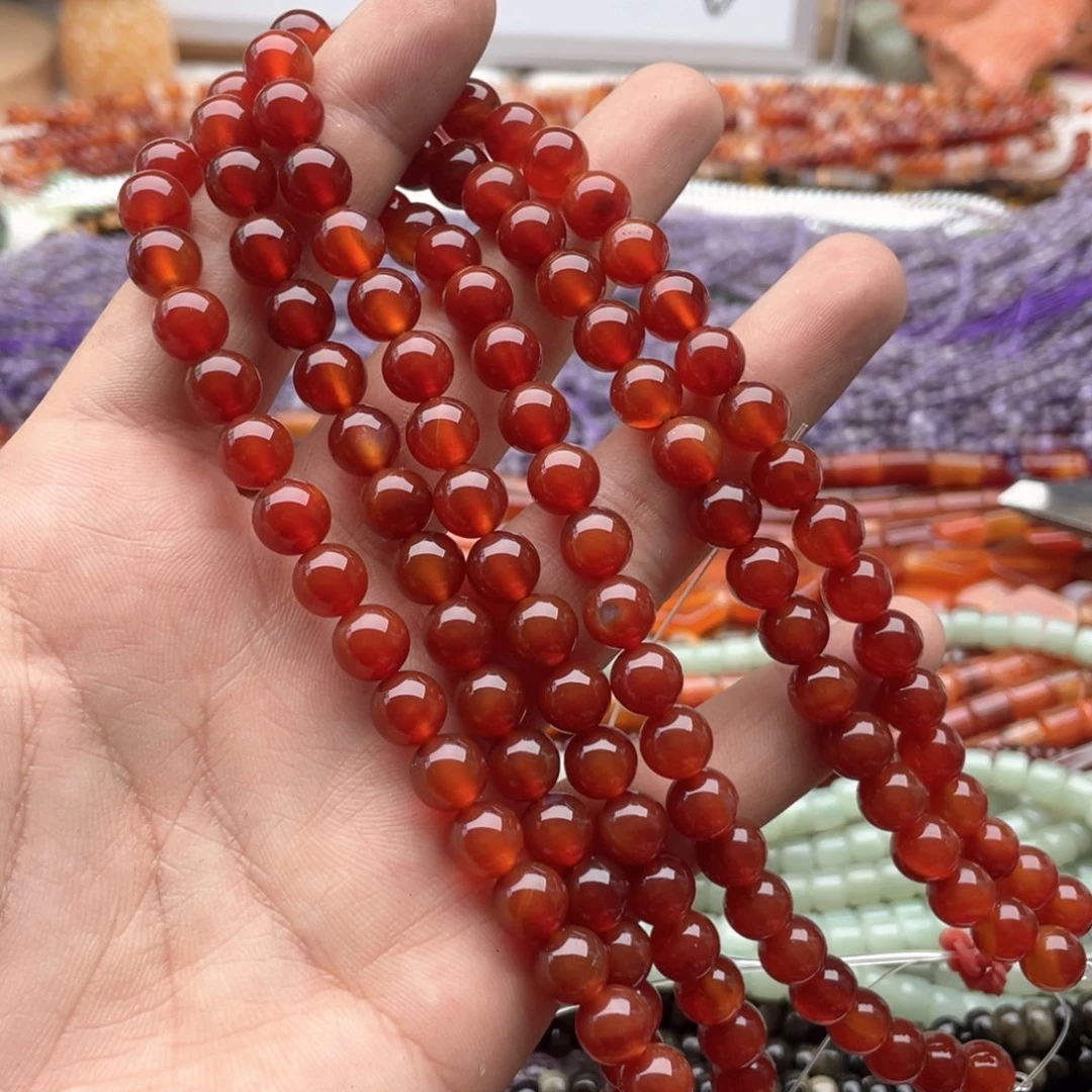 玛瑙/玉髓未镶嵌珠宝半成品一条装卡8mm红玛瑙圆珠