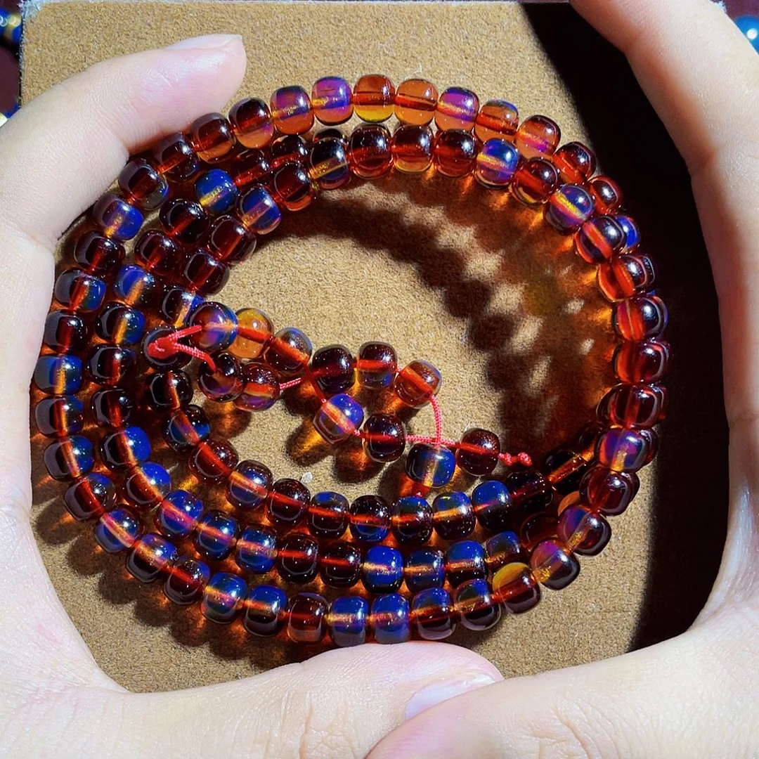 蓝珀未镶嵌裸石红蓝7老型108