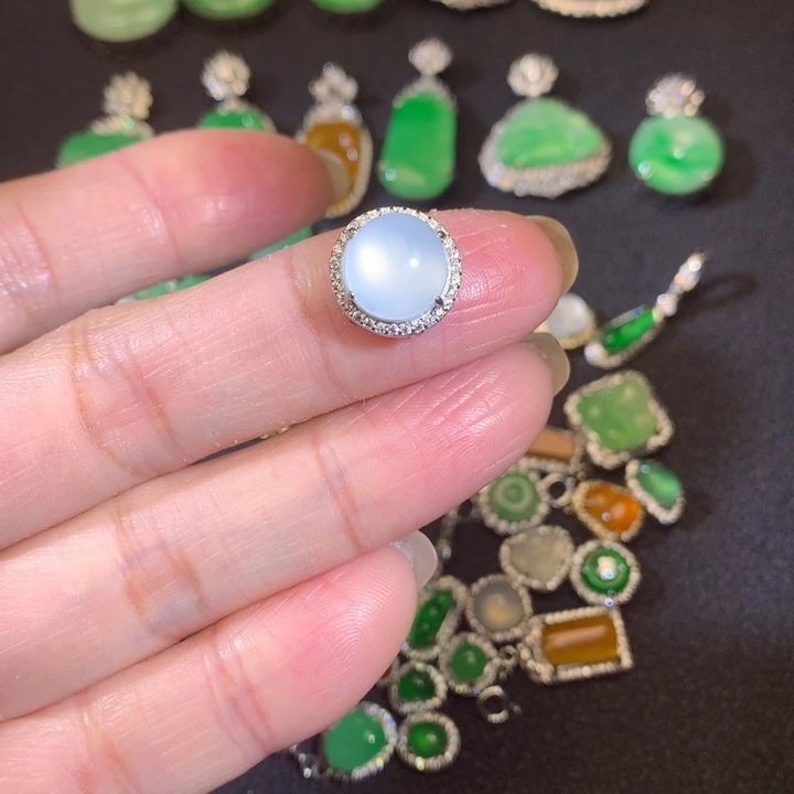 翡翠银S925镶嵌套链蛋