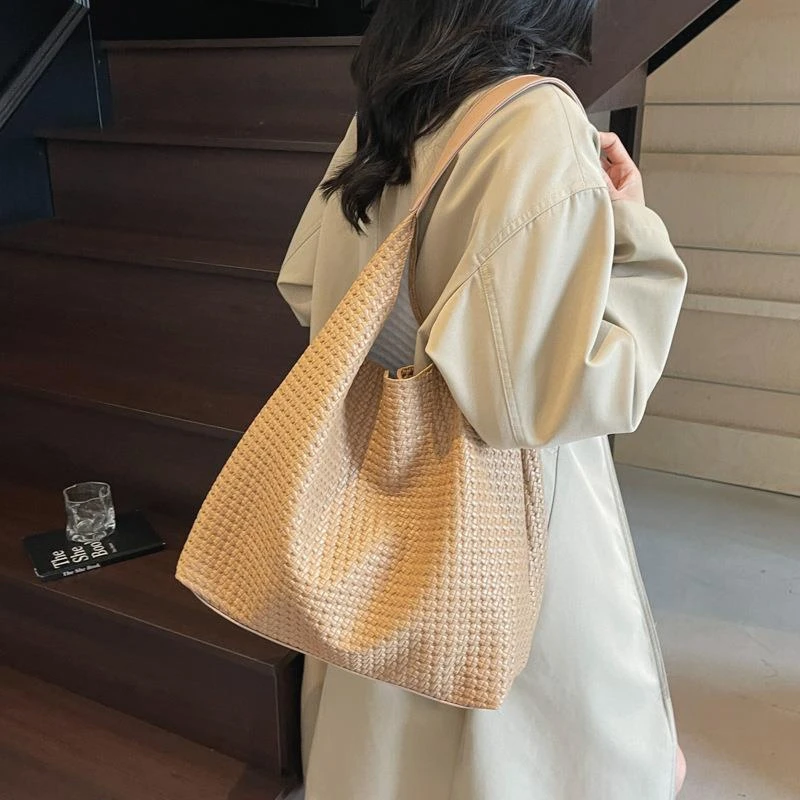 托特包韩式编织包简约风单肩小众职场通勤学生大容量包包女包