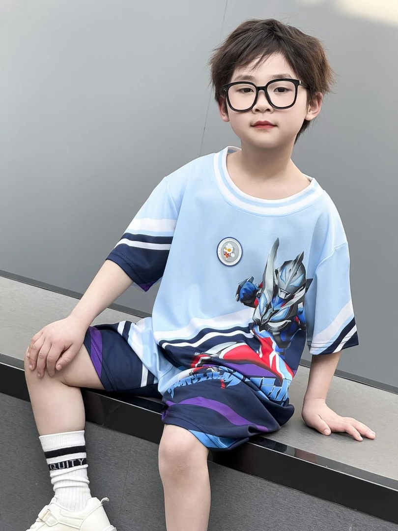儿童速干篮球服夏装2025新款奥特曼男童衣服夏季时尚运动短袖套装