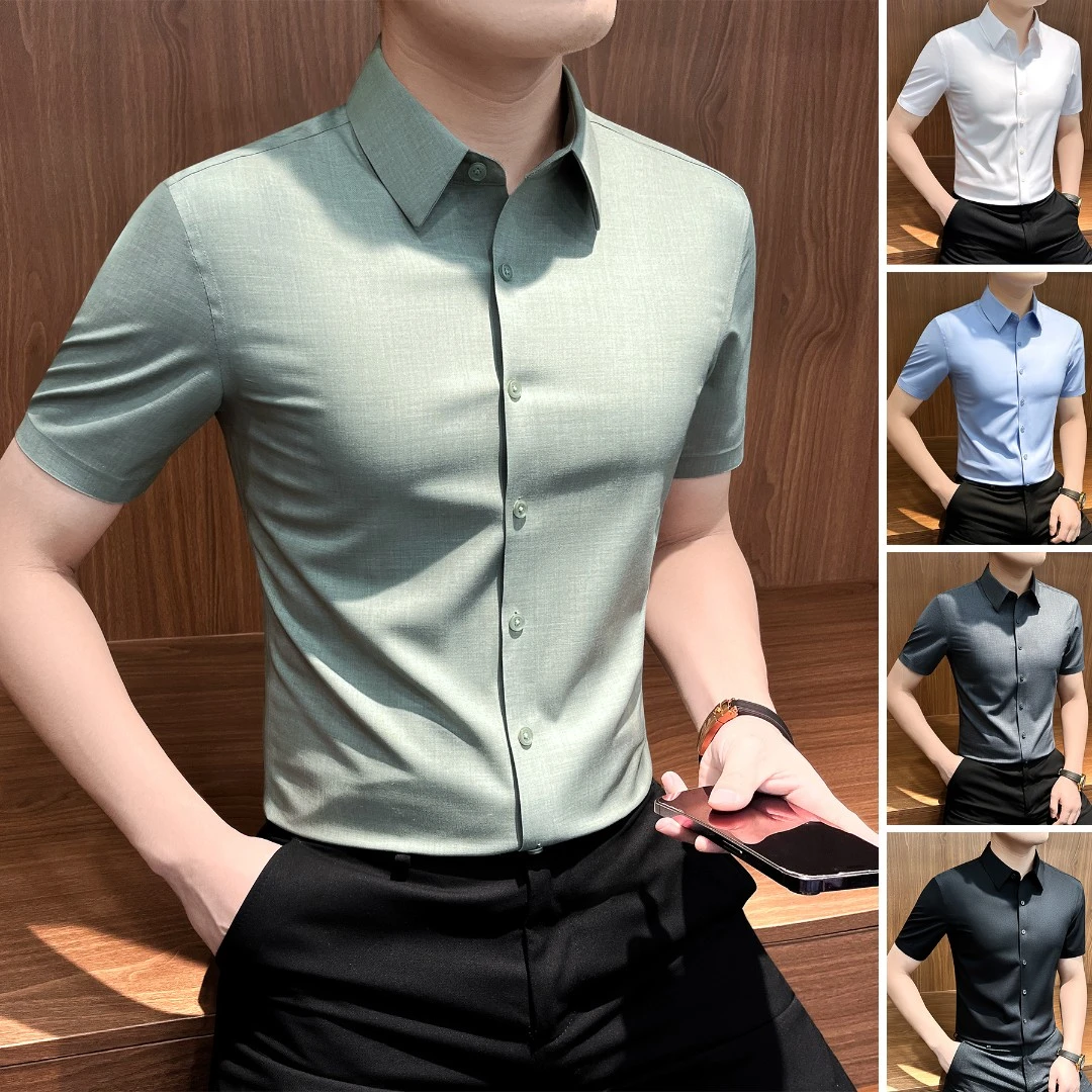 莫代尔无痕衬衫男款2025新款爆款高级感男装商务休闲轻奢男士衬衣