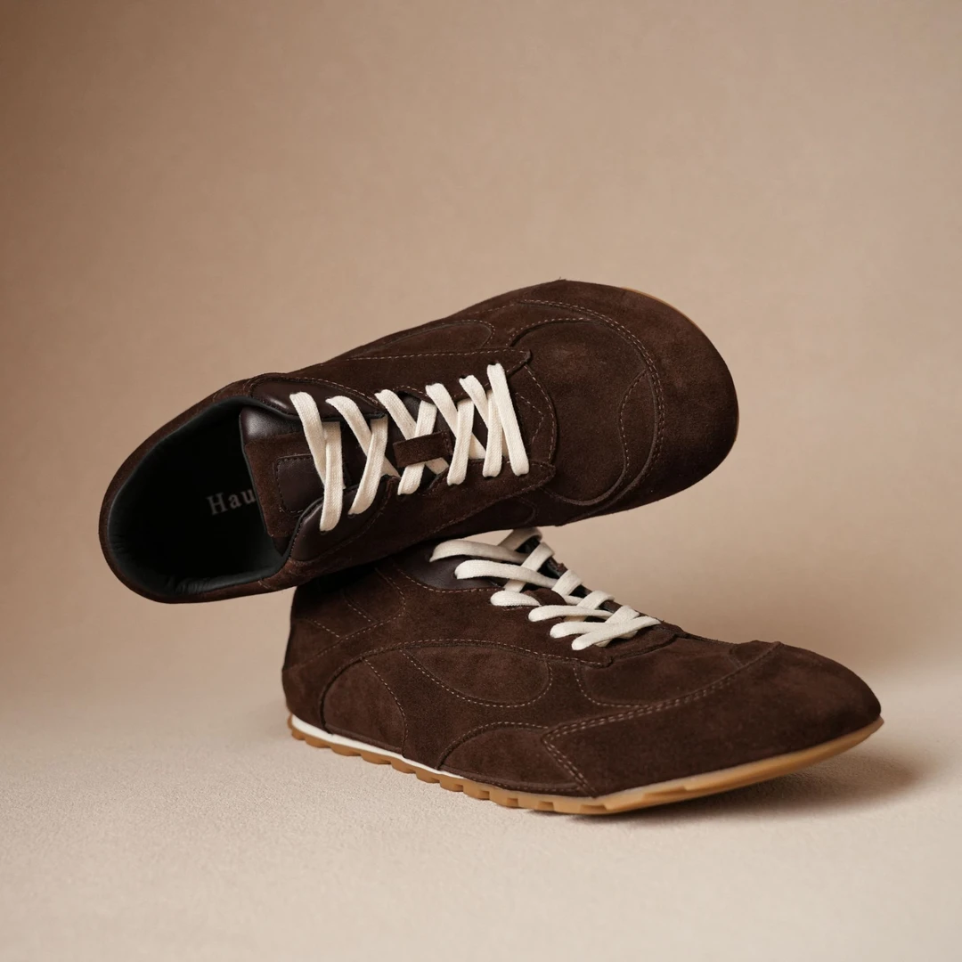 B.V德训鞋2025新款复古真皮运动休闲时尚阿甘男士鞋薄底系带