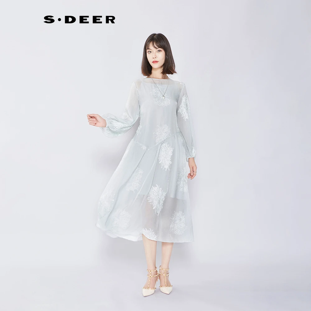 S·DEER圣迪奥国风轻奢时尚高端优雅设计感显瘦长袖女装S243Z1212