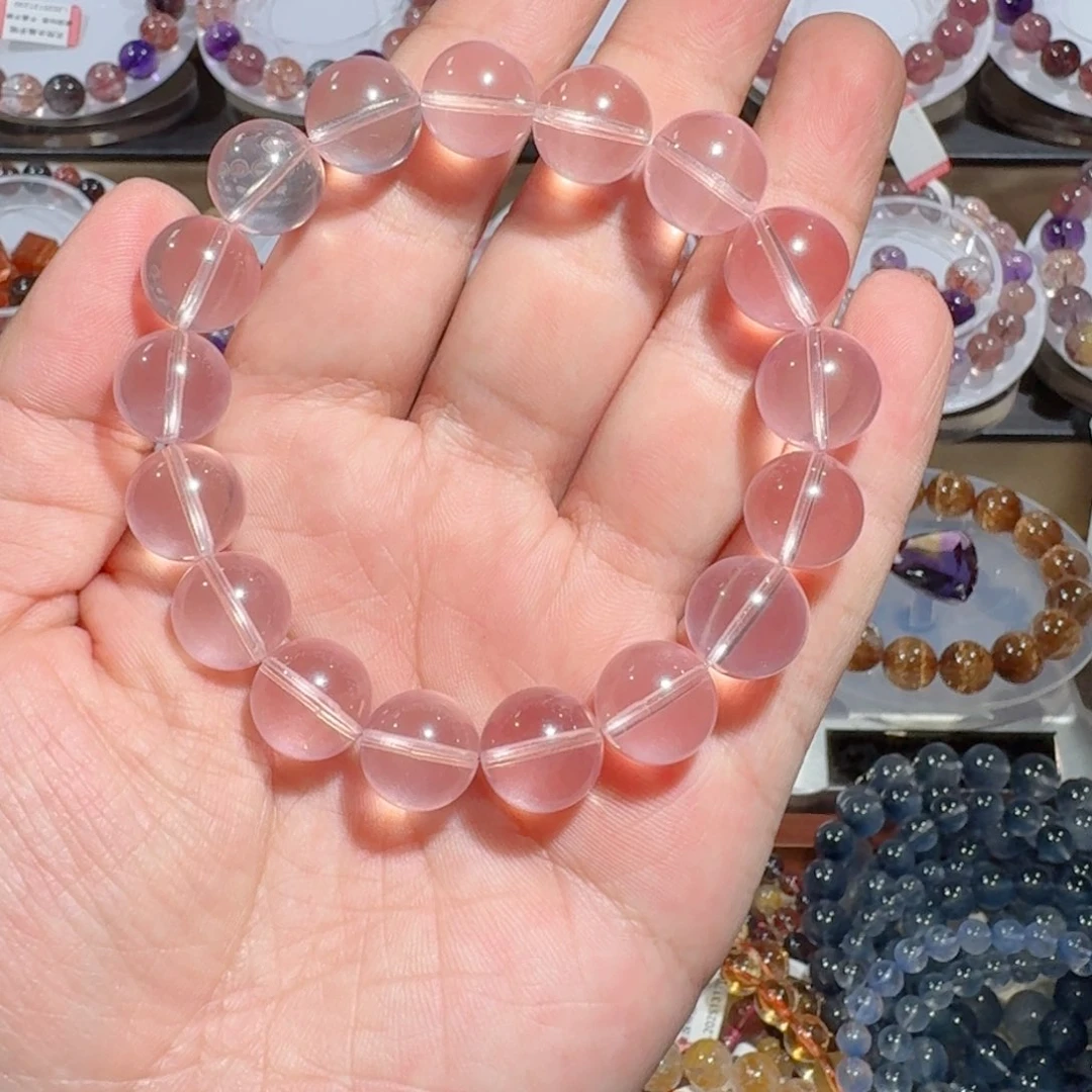 水晶未镶嵌手链冰粉橘六芒星