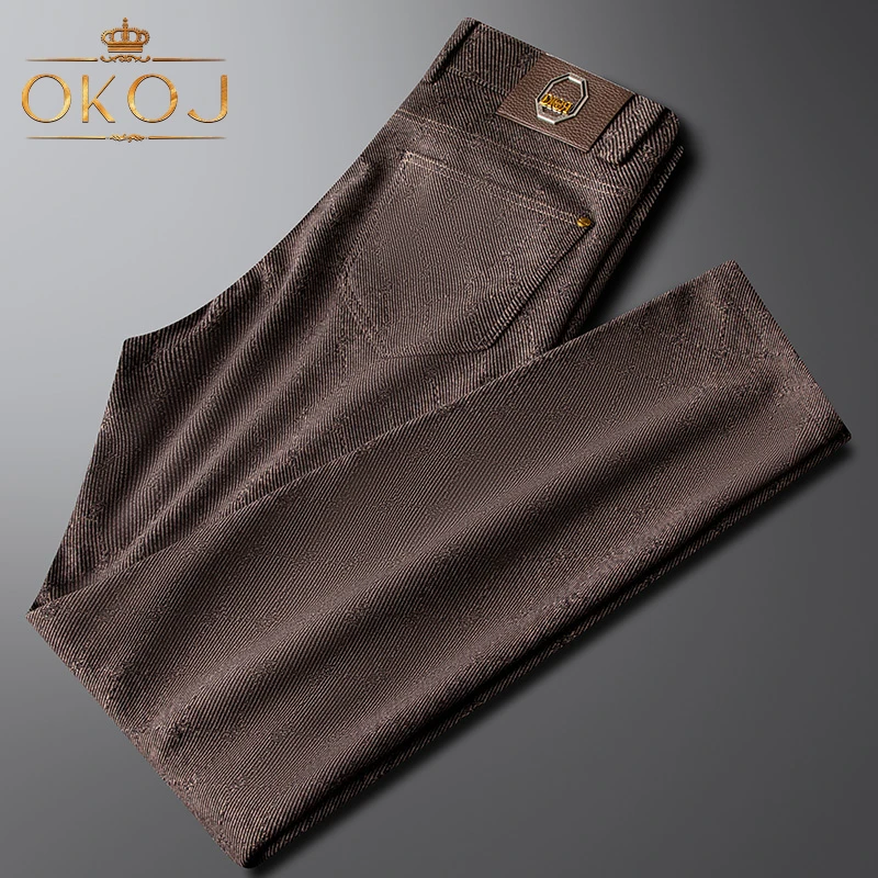 OKOJ休闲运动长裤男士时尚精致羊毛修身显瘦秋季新款小直筒西裤