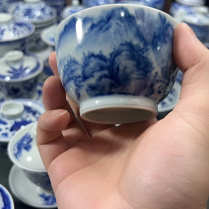 正***好微瑕柴窑工笔山水