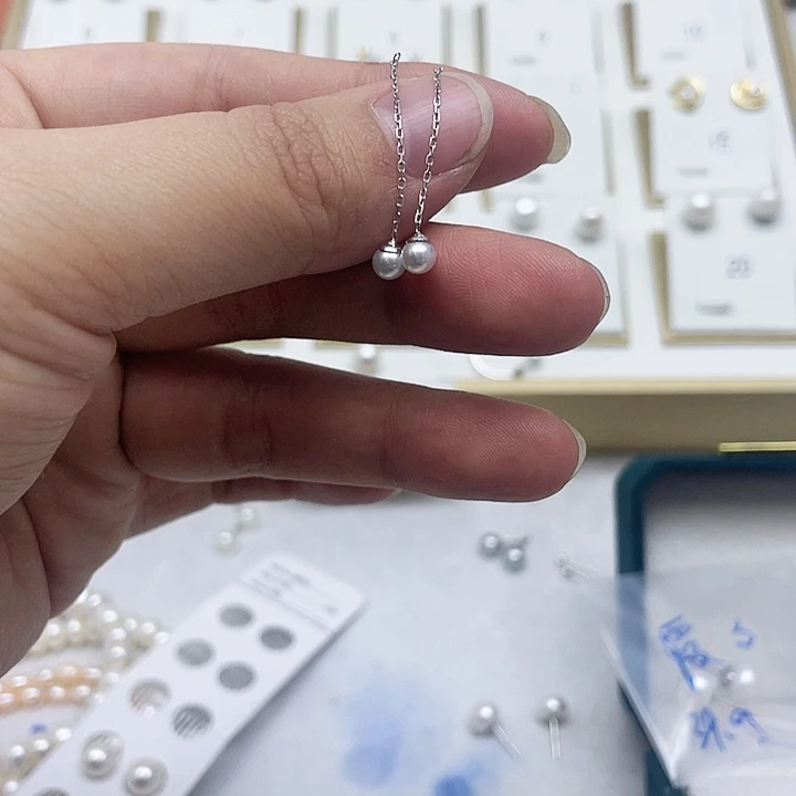 淡水珍珠耳饰银S925镶嵌