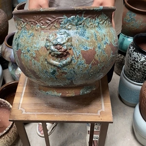 紫砂花盆口28高度23无孔