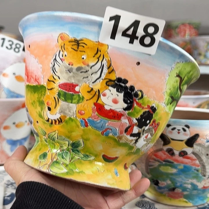 尕***智景德镇手绘多肉花盆