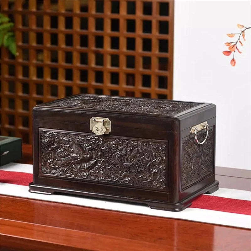 老挝酸枝精雕彩礼箱（42cm)
