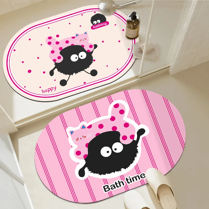 卡通煤球浴室吸水地垫软硅藻泥卫生间门口防滑脚垫子厕所速干地毯