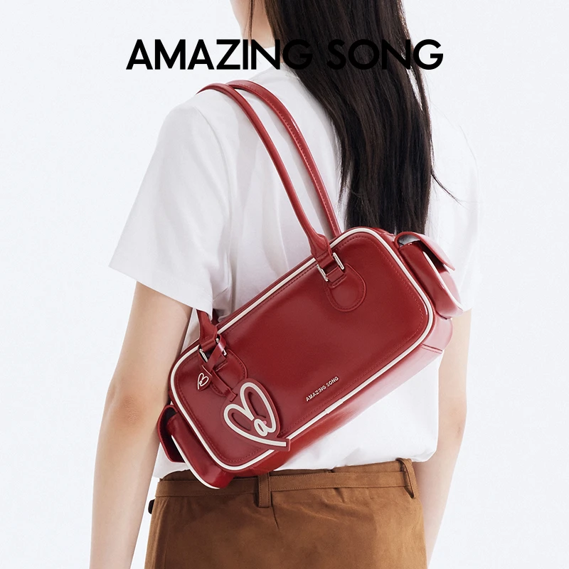 【微瑕介意慎拍】吐司包法棍包百搭简约单肩包时尚潮流红色包韩版