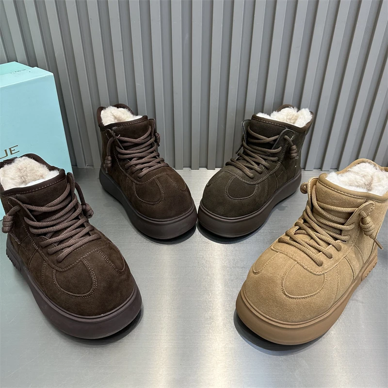 女款休闲百搭短筒冬季时尚雪地靴高帮秋冬厚底加绒加厚韩版大棉鞋