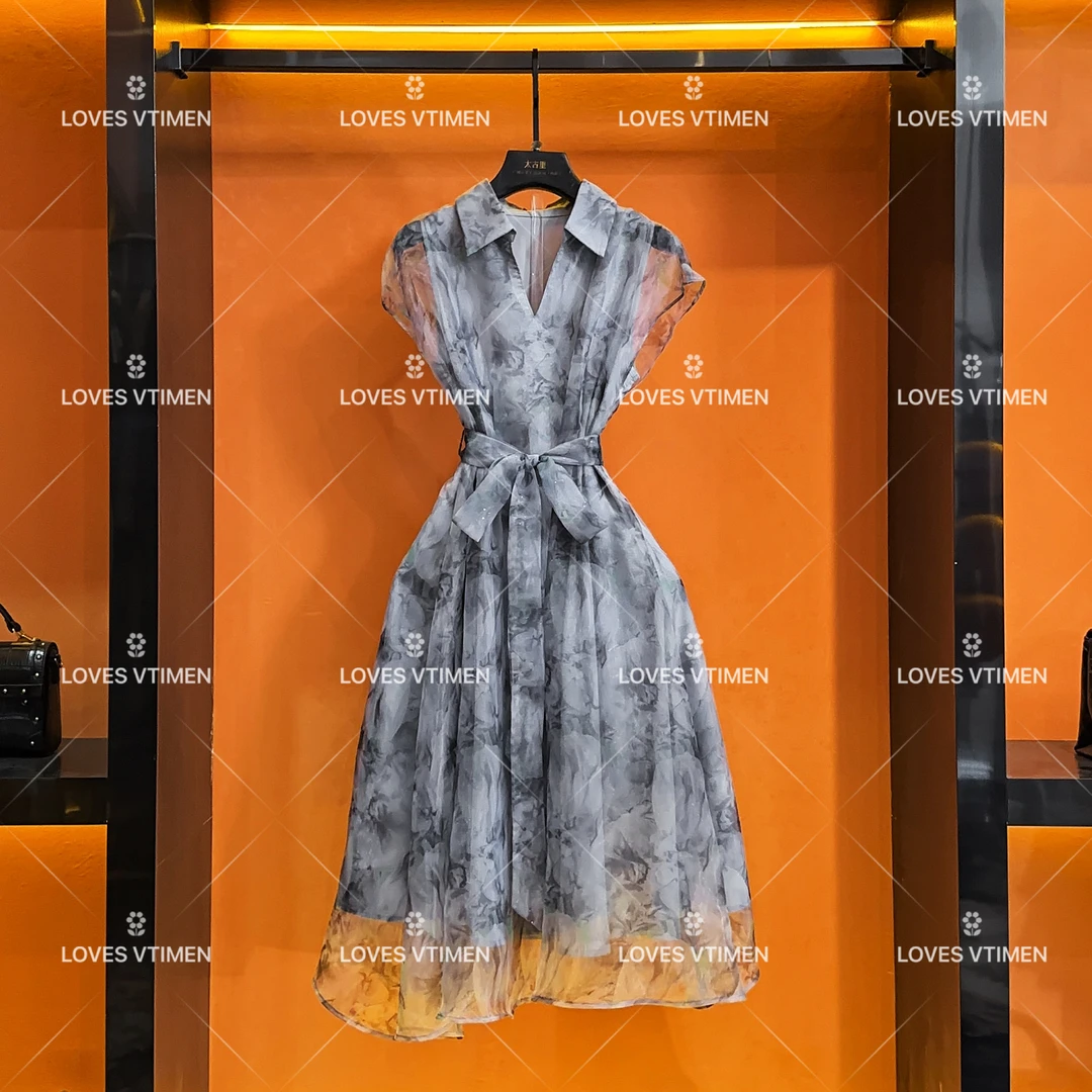 夏季气质国风显瘦复古收腰连衣裙L-A674