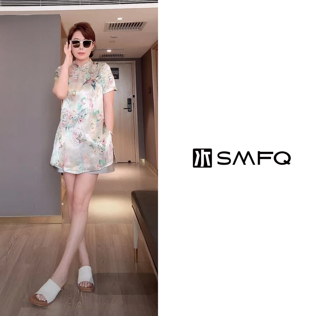 水木夫妻“蝶恋花”100人丝国风香云纱夏季新中式斜襟上衣