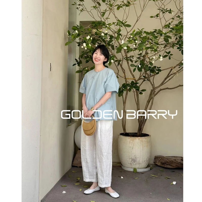 GOLDENBARRY【暑期特惠】211053短袖衬衫夏款简约小众气质