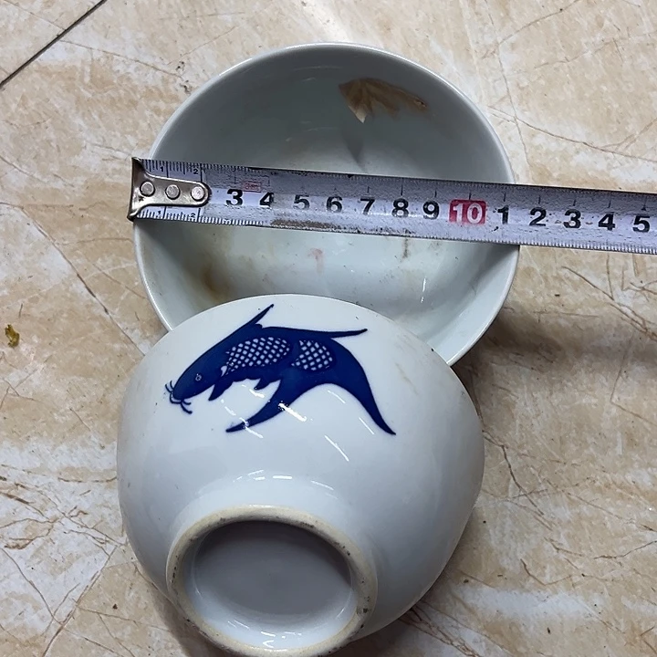 陶其他2个11.5厘米青花鱼纹碗