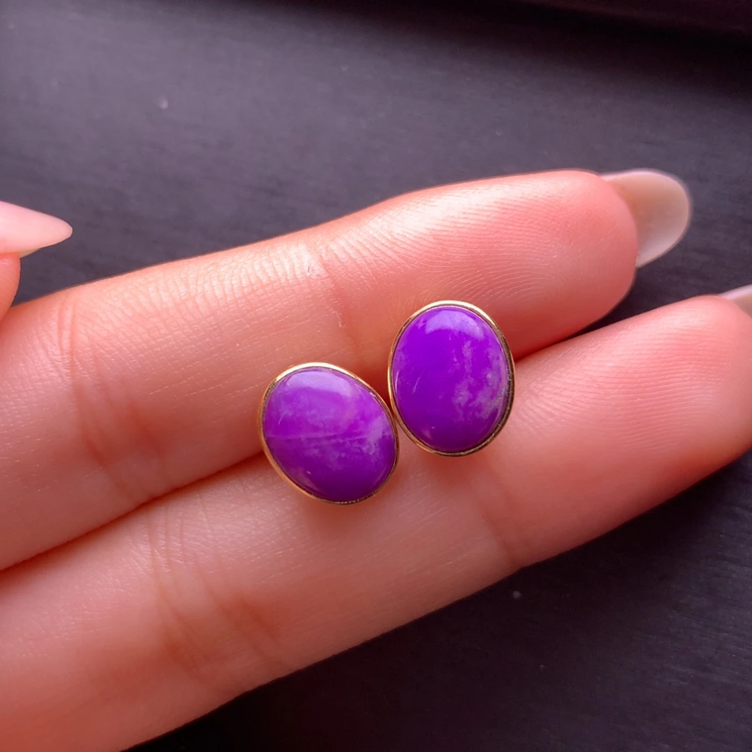 18K金镶嵌苏纪石（舒俱来）耳钉