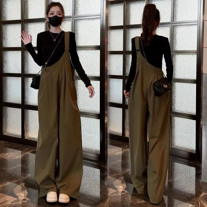 时尚套装女2025秋季新款洋气显瘦减龄长袖上衣工装背带裤两件套潮