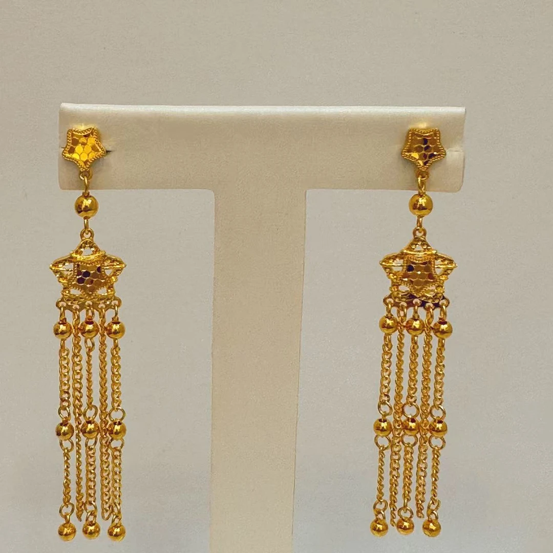 足金999五角星流苏耳饰149