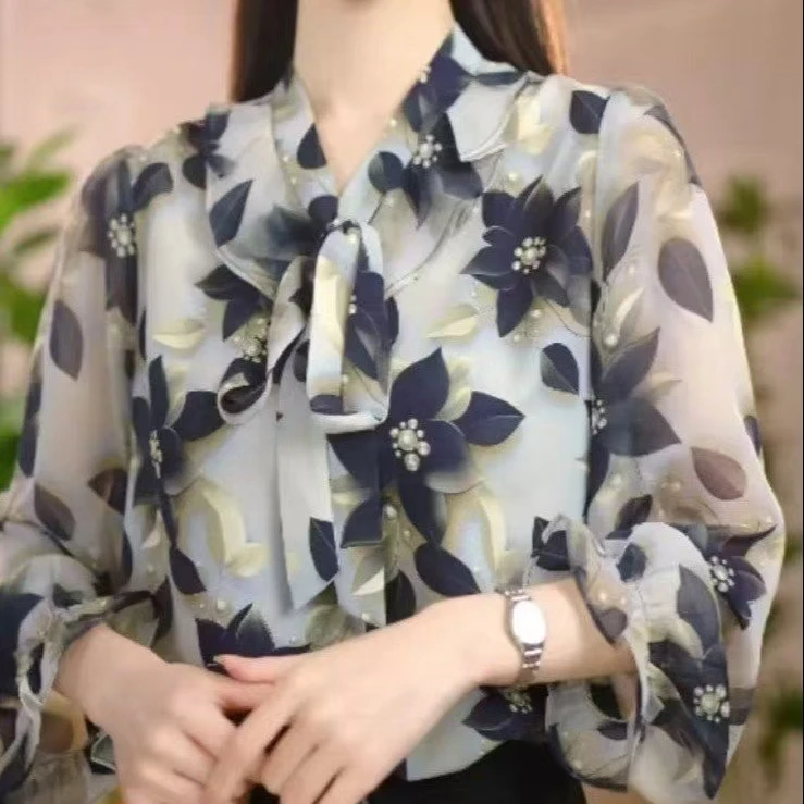 2025新款黑珍珠优雅气质典雅衬衫春夏款上衣优雅洋气宽松衬衣