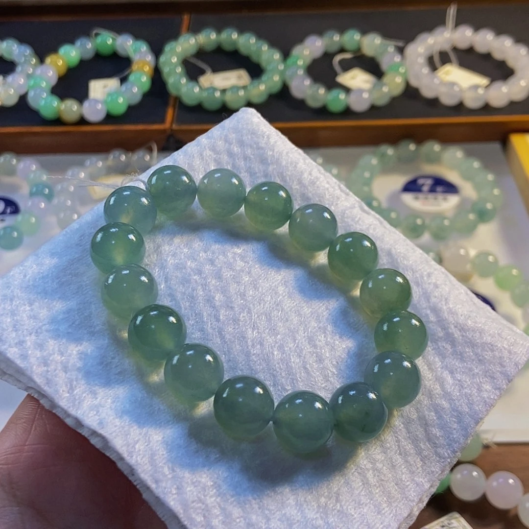 定制翡翠未镶嵌翡翠手串卡12+