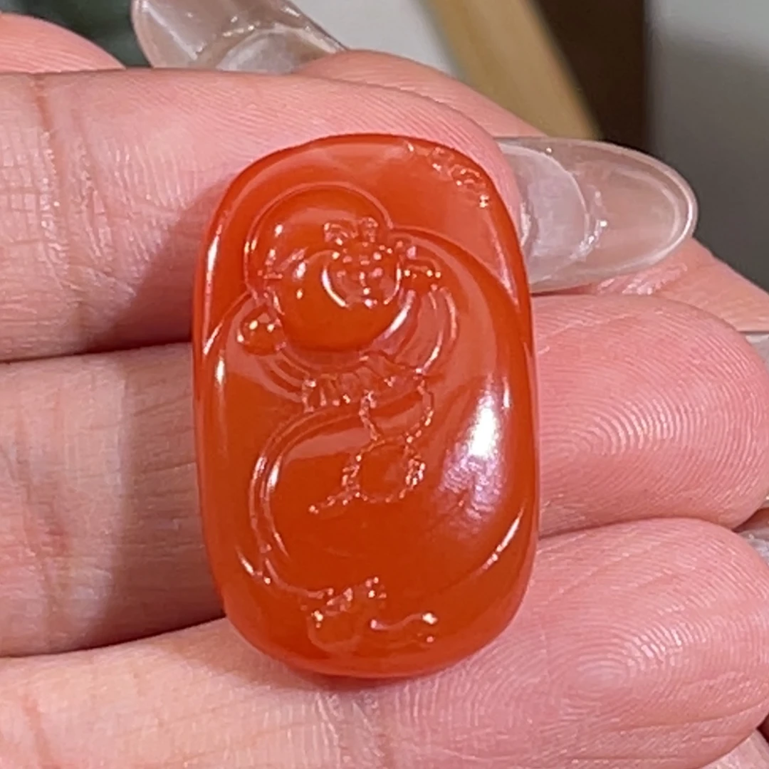 南红玛瑙未镶嵌大黑洞佛公牌26.7*16.6*7.5mm