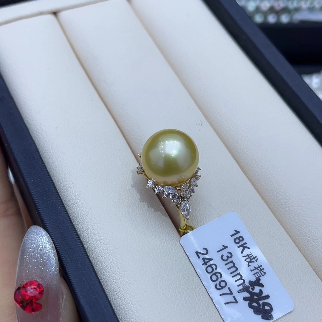 海水珍珠戒指18K金镶嵌