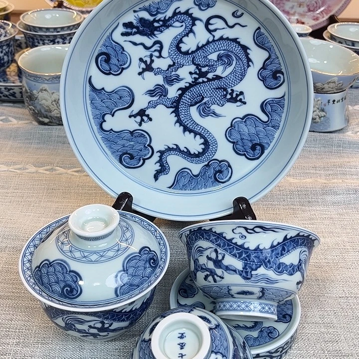 清***风景德镇陶瓷高温套组
