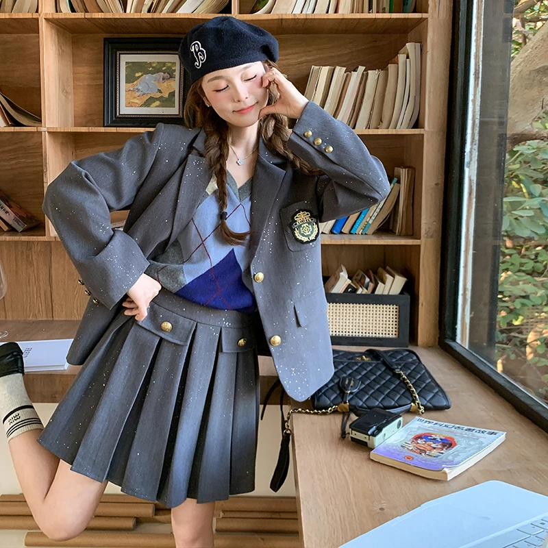 2025西装套装春季新款超火小个子两件套百搭学院风