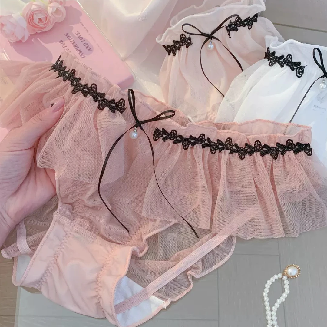 纯欲撩人-太拿捏对象-少女蕾丝网纱透气性感女士低腰三角内裤甜美