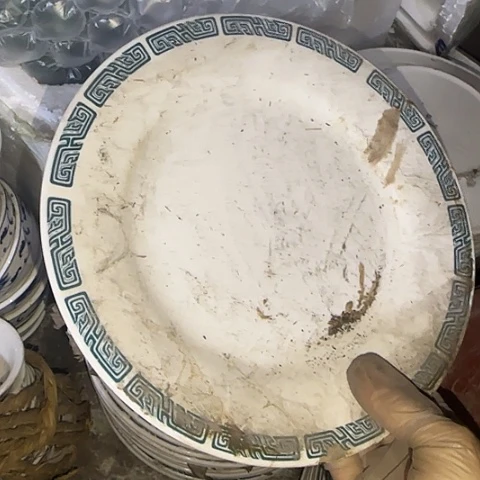 瓷片国营厂库存微瑕23.5厘米平盘