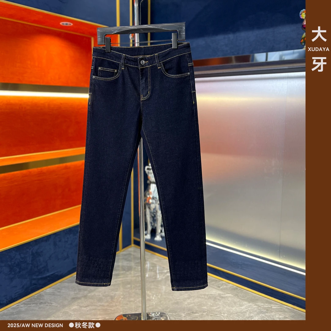 【大牙】原牛色2025秋冬季牛仔裤经典轻奢品质男士微弹力修身小直筒