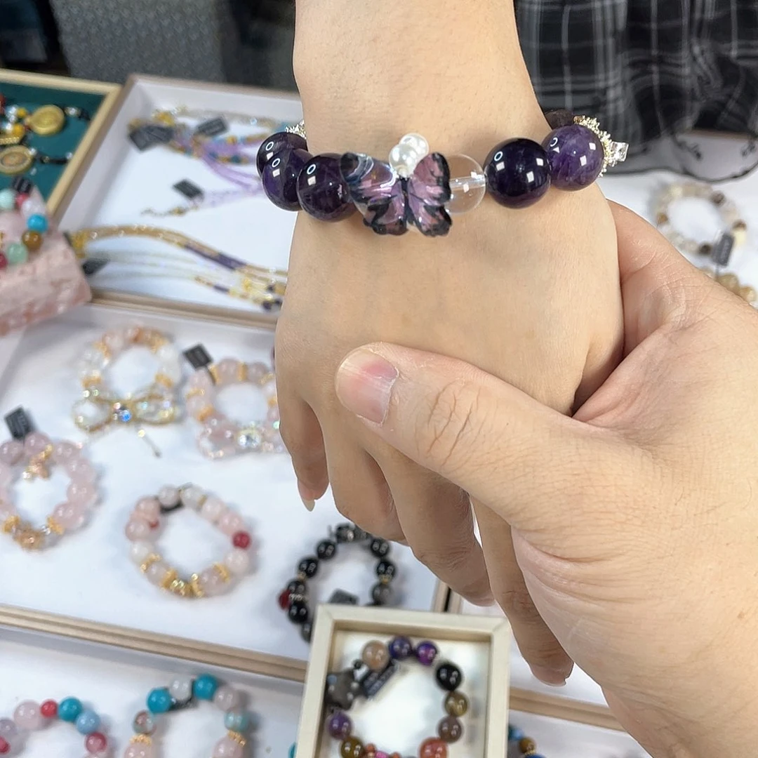 水晶手链银S925镀金镶嵌