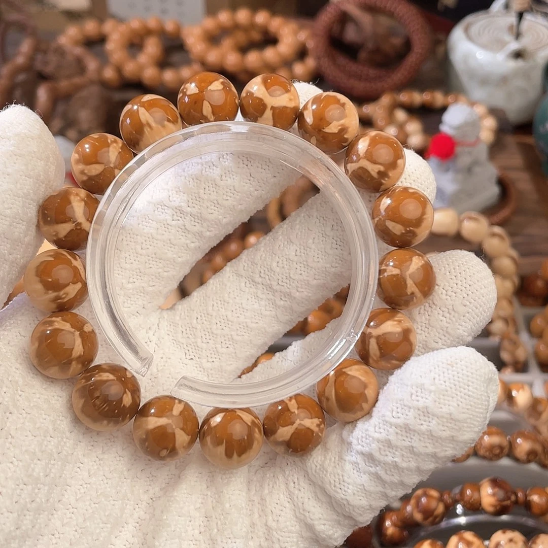 紫金鼠手串卡13.8三叶草半实心光珠