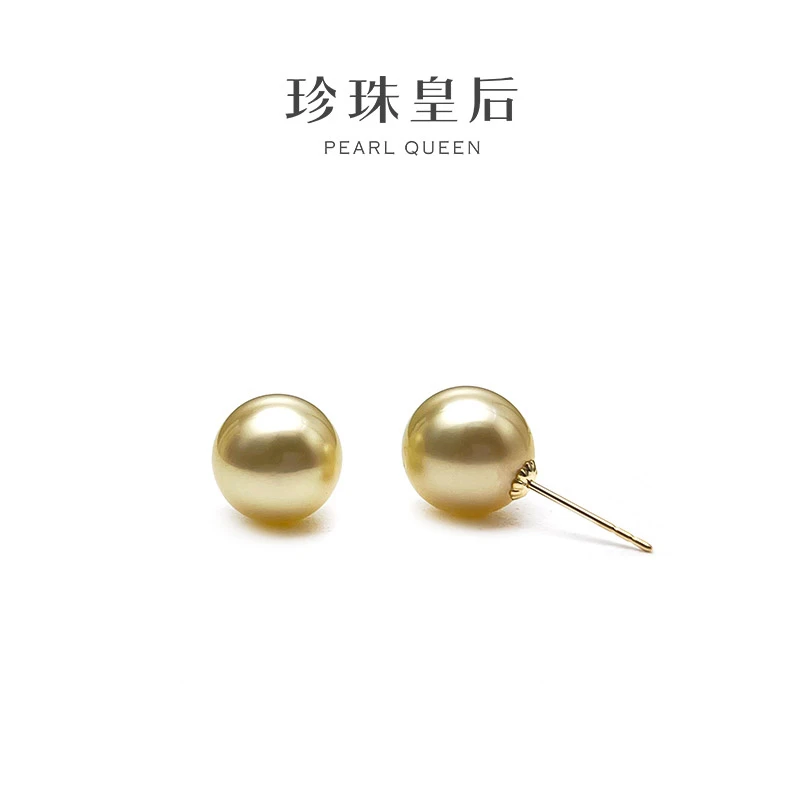 【珍珠皇后】性价比18k金海水金珍珠耳钉（珠径9-10mm）
