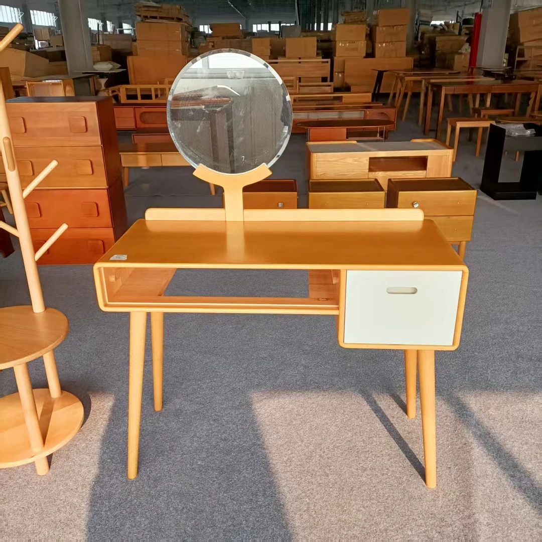 1000*400*1250MM瑕疵款榉木原木色带镜子化妆桌梳妆台