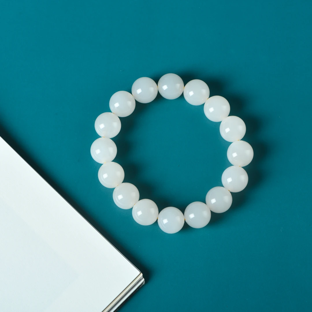 和田玉浓藕粉野牛沟老坑料1.2手串